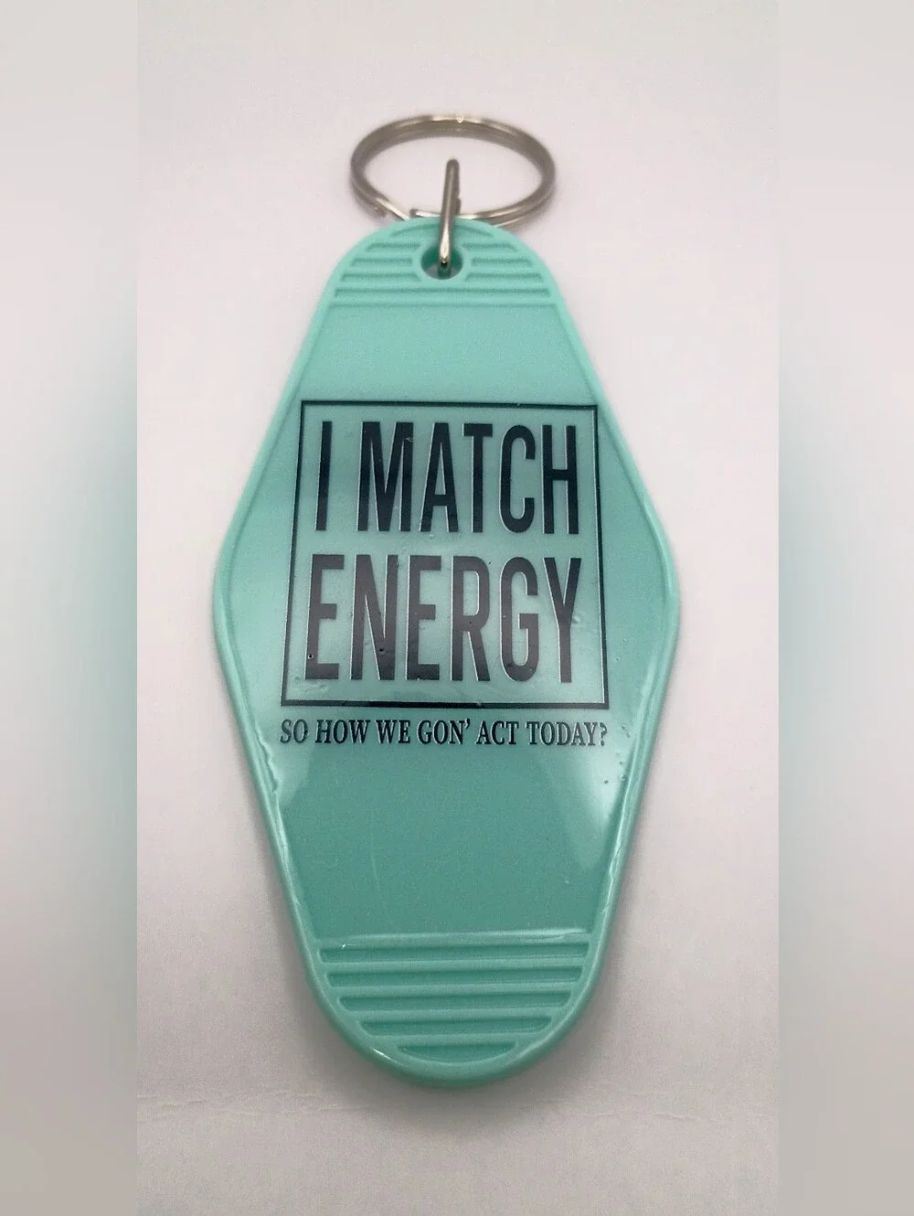 Mint Green I Match Energy Motel Keychain